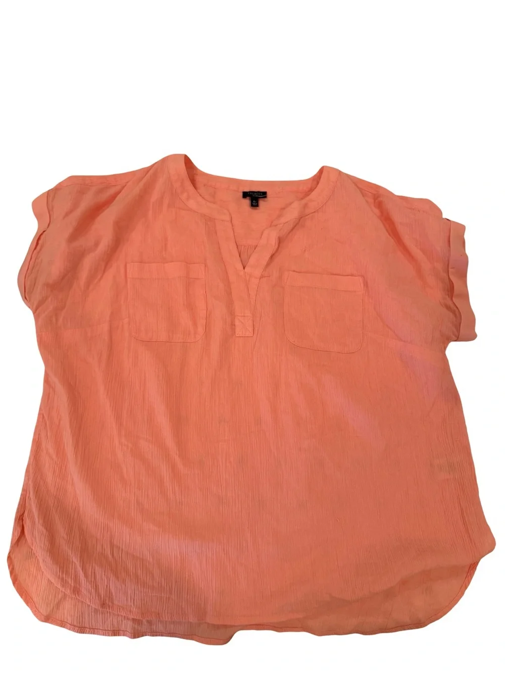 Talbots Peach Short-Sleeve V-Neck Blouse